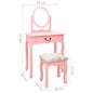 vidaXL Schminktisch mit Hocker Rosa 65x36x128 cm Paulownia-Holz MDF vidaXL Schminktisch mit Hocker Rosa 65x36x128 cm Paulownia-Holz MDF