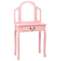 vidaXL Schminktisch mit Hocker Rosa 65x36x128 cm Paulownia-Holz MDF vidaXL Schminktisch mit Hocker Rosa 65x36x128 cm Paulownia-Holz MDF