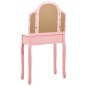 vidaXL Schminktisch mit Hocker Rosa 65x36x128 cm Paulownia-Holz MDF vidaXL Schminktisch mit Hocker Rosa 65x36x128 cm Paulownia-Holz MDF