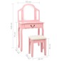 vidaXL Schminktisch mit Hocker Rosa 65x36x128 cm Paulownia-Holz MDF vidaXL Schminktisch mit Hocker Rosa 65x36x128 cm Paulownia-Holz MDF
