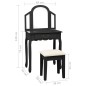 vidaXL Schminktisch mit Hocker Schwarz 65x36x128 cm Paulownia-Holz MDF vidaXL Schminktisch mit Hocker Schwarz 65x36x128 cm Paulownia-Holz MDF