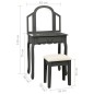 vidaXL Schminktisch mit Hocker Grau 65x36x128 cm Paulownia-Holz MDF vidaXL Schminktisch mit Hocker Grau 65x36x128 cm Paulownia-Holz MDF