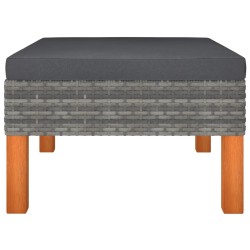 vidaXL Fußbank Poly Rattan und Eukalyptus Massivholz