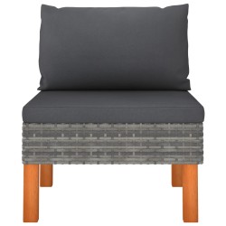 vidaXL Mittelsofa Poly Rattan und Eukalyptus Massivholz