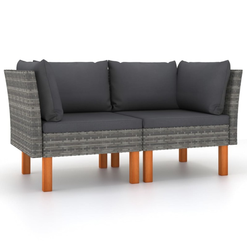 vidaXL Ecksofas 2 Stk. Poly Rattan und Eukalyptus Massivholz vidaXL Ecksofas 2 Stk. Poly Rattan und Eukalyptus Massivholz