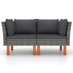 vidaXL Ecksofas 2 Stk. Poly Rattan und Eukalyptus Massivholz