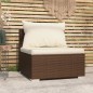 vidaXL Garten-Mittelsofa mit Kissen Braun Poly Rattan vidaXL Garten-Mittelsofa mit Kissen Braun Poly Rattan