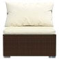 vidaXL Garten-Mittelsofa mit Kissen Braun Poly Rattan vidaXL Garten-Mittelsofa mit Kissen Braun Poly Rattan