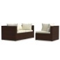 vidaXL 3-tlg. Garten-Lounge-Set mit Auflagen Braun Poly Rattan vidaXL 3-tlg. Garten-Lounge-Set mit Auflagen Braun Poly Rattan