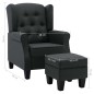 vidaXL Sessel mit Fußhocker Dunkelgrau Stoff vidaXL Sessel mit Fußhocker Dunkelgrau Stoff