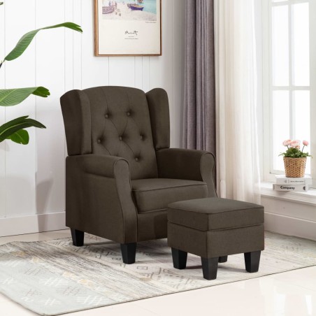 vidaXL Sessel mit Fußhocker Braun Stoff 