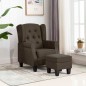 vidaXL Sessel mit Fußhocker Braun Stoff vidaXL Sessel mit Fußhocker Braun Stoff
