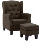 vidaXL Sessel mit Fußhocker Braun Stoff vidaXL Sessel mit Fußhocker Braun Stoff