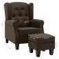 vidaXL Sessel mit Fußhocker Braun Stoff vidaXL Sessel mit Fußhocker Braun Stoff