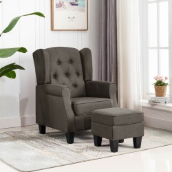vidaXL Sessel mit Fußhocker Taupe Stoff 