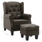 vidaXL Sessel mit Fußhocker Taupe Stoff vidaXL Sessel mit Fußhocker Taupe Stoff