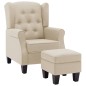 vidaXL Sessel mit Fußhocker Creme Stoff vidaXL Sessel mit Fußhocker Creme Stoff