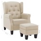 vidaXL Sessel mit Fußhocker Creme Stoff vidaXL Sessel mit Fußhocker Creme Stoff