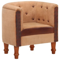 vidaXL Sessel Braun Echtleder und Massivholz Mango 