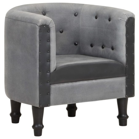 vidaXL Sessel Schwarz Echtleder und Massivholz Mango 