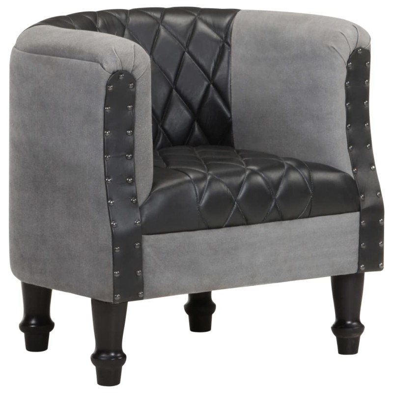 vidaXL Sessel Schwarz Echtleder und Massivholz Mango vidaXL Sessel Schwarz Echtleder und Massivholz Mango