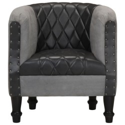 vidaXL Sessel Schwarz Echtleder und Massivholz Mango 