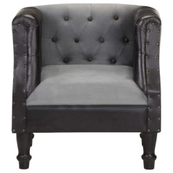 vidaXL Sessel Schwarz Echtleder und Massivholz Mango 