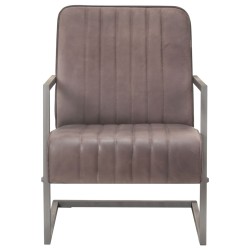 vidaXL Freischwinger Sessel Distressed Braun Echtleder 