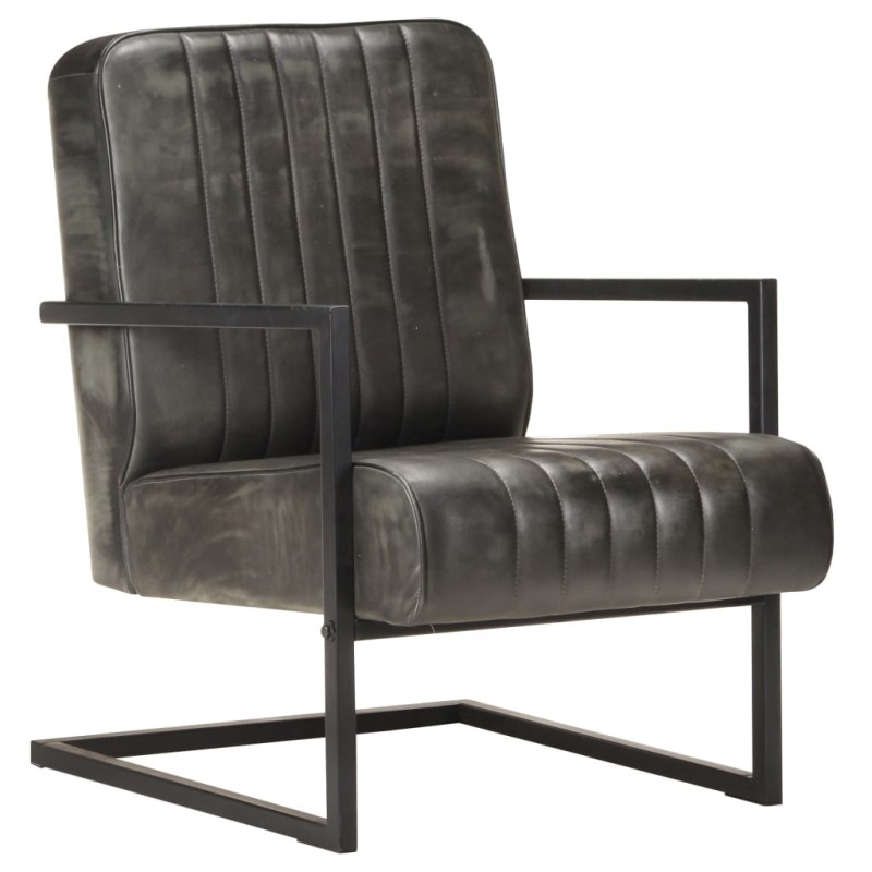 vidaXL Freischwinger Sessel Distressed Grau Echtleder vidaXL Freischwinger Sessel Distressed Grau Echtleder
