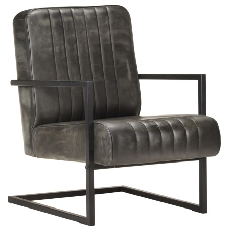 vidaXL Freischwinger Sessel Distressed Grau Echtleder 