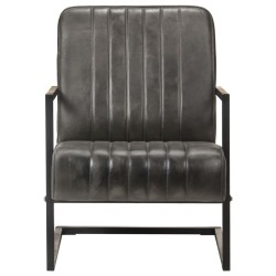 vidaXL Freischwinger Sessel Distressed Grau Echtleder 