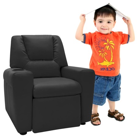 vidaXL Kindersessel Kunstleder Schwarz