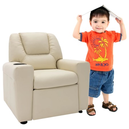 vidaXL Kindersessel Kunstleder Creme