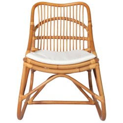 vidaXL Rattanstuhl Hellbraun Leinen 
