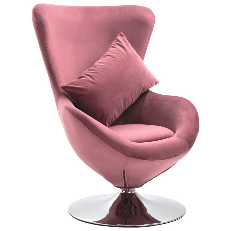 vidaXL Drehstuhl in Ei-Form mit Kissen Rosa Samt vidaXL Drehstuhl in Ei-Form mit Kissen Rosa Samt