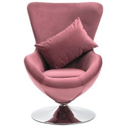vidaXL Drehstuhl in Ei-Form mit Kissen Rosa Samt