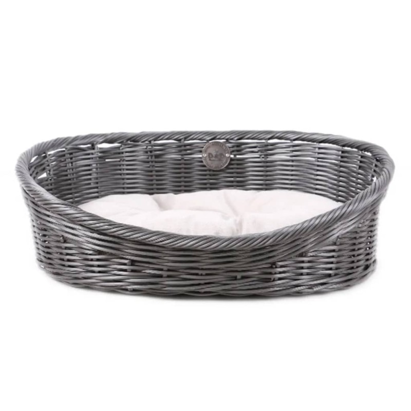 D&D Rustikales Haustierbett mit Kissen XL Rattan Grau D&D Rustikales Haustierbett mit Kissen XL Rattan Grau