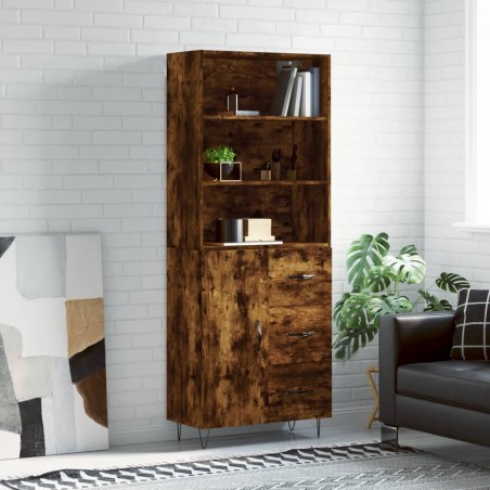 vidaXL Highboard Räuchereiche 69,5x34x180 cm Holzwerkstoff