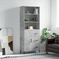 vidaXL Highboard Betongrau 69,5x34x180 cm Holzwerkstoff