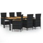 vidaXL 7-tlg. Garten-Essgruppe mit Auflagen Poly Rattan Schwarz vidaXL 7-tlg. Garten-Essgruppe mit Auflagen Poly Rattan Schwarz