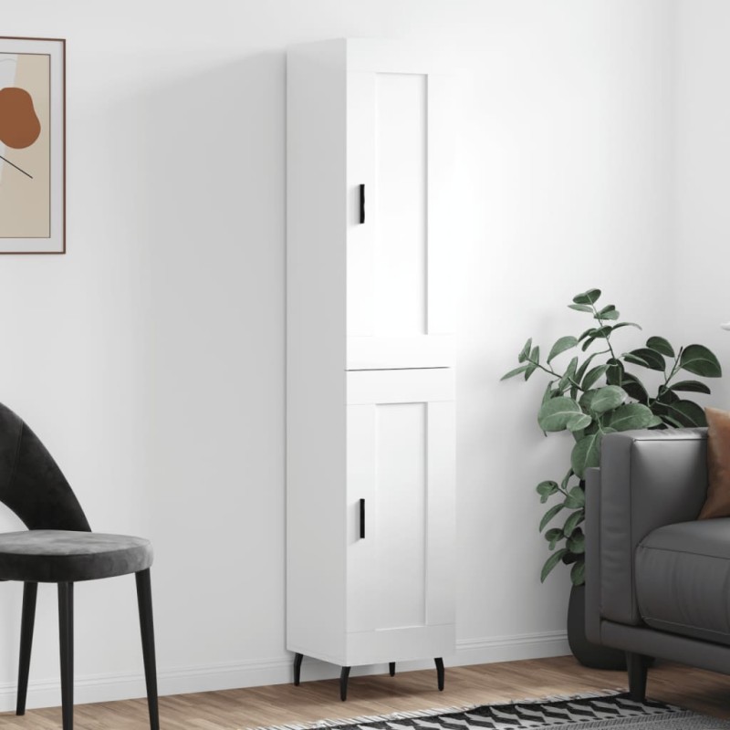 vidaXL Highboard Hochglanz-Weiß 34,5x34x180 cm Holzwerkstoff vidaXL Highboard Hochglanz-Weiß 34,5x34x180 cm Holzwerkstoff