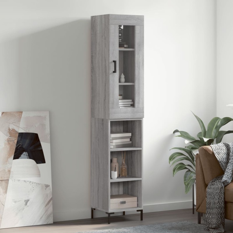 vidaXL Highboard Grau Sonoma 34,5x34x180 cm Holzwerkstoff vidaXL Highboard Grau Sonoma 34,5x34x180 cm Holzwerkstoff