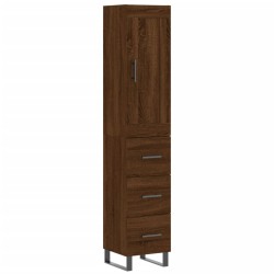 vidaXL Highboard Braun Eichen-Optik 34,5x34x180 cm Holzwerkstoff