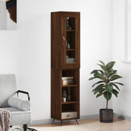 vidaXL Highboard Braun Eichen-Optik 34,5x34x180 cm Holzwerkstoff