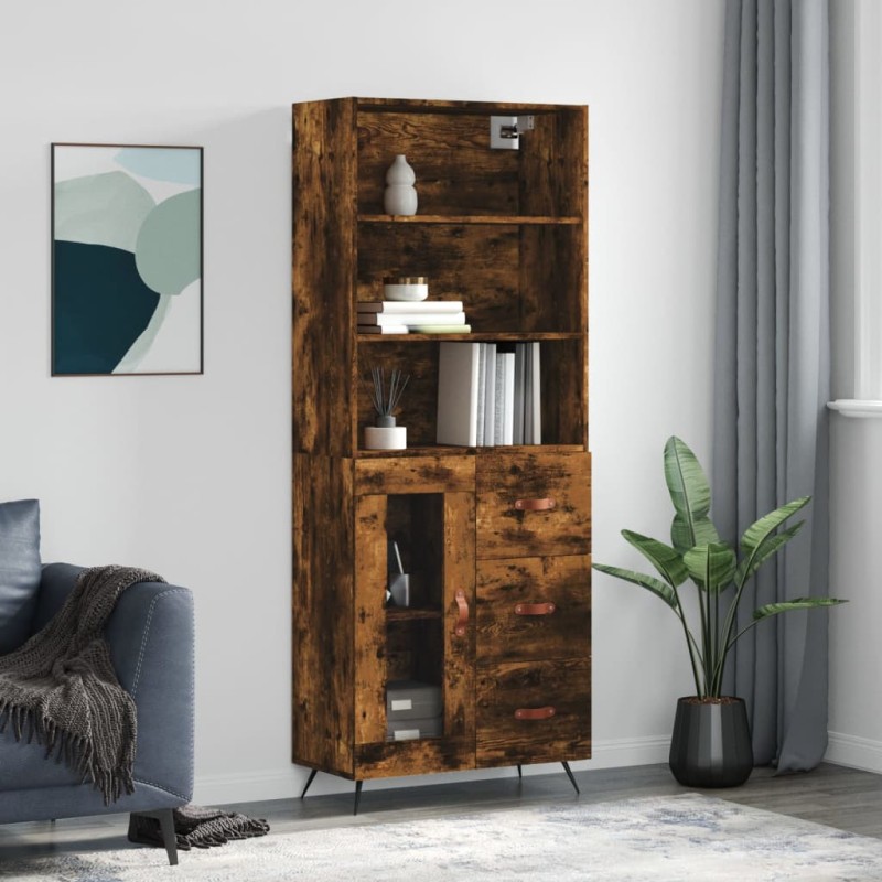 vidaXL Highboard Räuchereiche 69,5x34x180 cm Holzwerkstoff vidaXL Highboard Räuchereiche 69,5x34x180 cm Holzwerkstoff