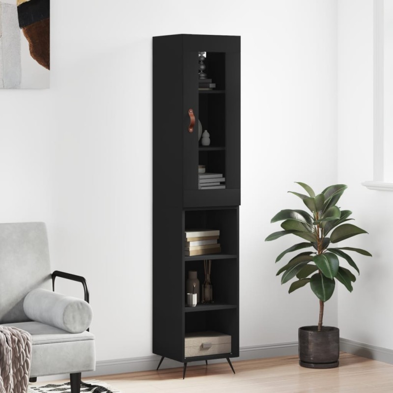 vidaXL Highboard Schwarz 34,5x34x180 cm Holzwerkstoff vidaXL Highboard Schwarz 34,5x34x180 cm Holzwerkstoff