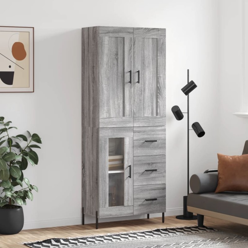 vidaXL Highboard Grau Sonoma 69,5x34x180 cm Holzwerkstoff vidaXL Highboard Grau Sonoma 69,5x34x180 cm Holzwerkstoff
