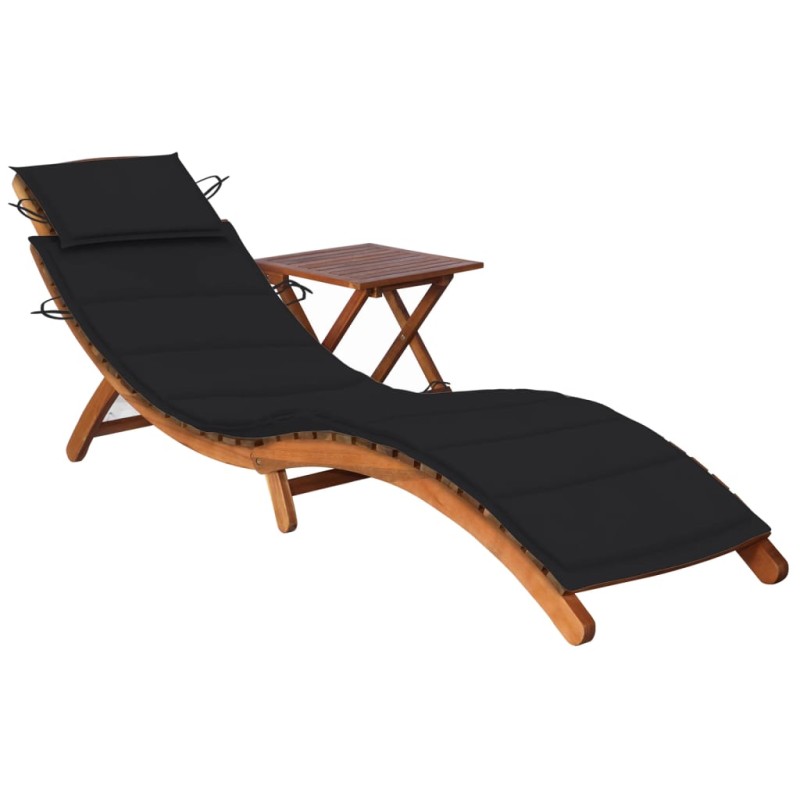 vidaXL Sonnenliege mit Tisch und Auflage Massivholz Akazie vidaXL Sonnenliege mit Tisch und Auflage Massivholz Akazie