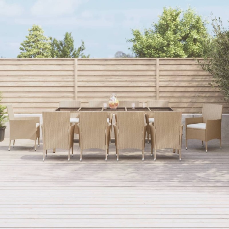 vidaXL 11-tlg. Garten-Essgruppe mit Kissen Beige Poly Rattan vidaXL 11-tlg. Garten-Essgruppe mit Kissen Beige Poly Rattan