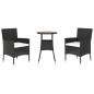 vidaXL 3-tlg. Garten-Bistro-Set mit Kissen Schwarz Poly Rattan vidaXL 3-tlg. Garten-Bistro-Set mit Kissen Schwarz Poly Rattan